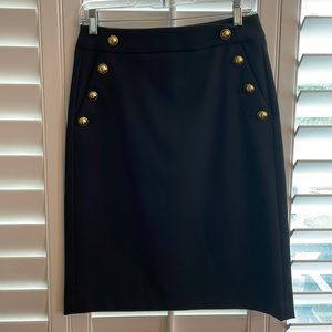 Loft Black Skirt with pockets, gold button details zipper/hookeye closure
